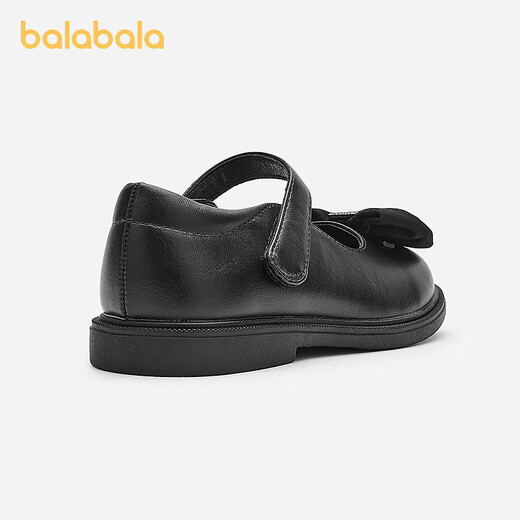 Balabala children's shoes girls princess shoes retro literary small leather shoes spring and autumn children's performance shoes bow shoes black 90001 28 (foot length 16.8-17.2/inner length 18.4)