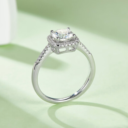 AVHE platinum women's ring straight arm luxury square package one carat cultivated diamond ring simple and elegant wedding ring 18K gold diamond ring - 1 carat D color VVS main diamond