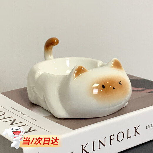 Puyue Siamese cat ashtray ceramic creative ornaments for home living room fashionable office anti-fly ash covered ashtray desktop Siamese cat ashtray without cover