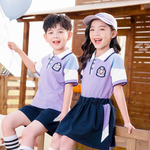 Chaomengcheng Primary School Uniforms Summer Children's Short-Sleeve Class Uniform Set Performance Clothes Kindergarten Clothes Summer Clothes Graduation Photo Customized 6623 Red Women's Set 100 Recommended height 90cm