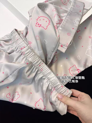 Orende French High-End Hellokitty Ice Silk Pyjamas für Frauen im Sommer kann neuer Stil im Internet im Internet-Promi-Kleidungsstil FY-3937 [Kurzärärmel-Shorts] 2xl [Empfohlen 135-145jin [Jin gleich 0,5 kg]] getragen werden.