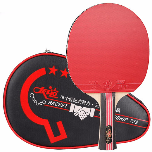 729友谊729乒乓球拍儿童初学者小学生中考训练兵乓球成品单拍乒乓拍 金二星【长柄横拍】2星