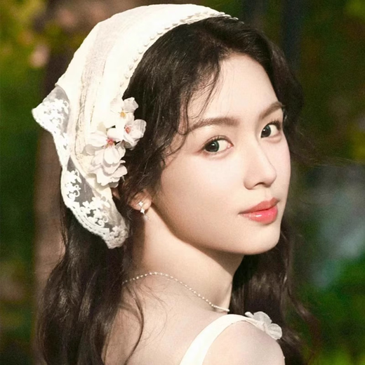 Lace headscarf summer travel photo hairpin hair hoop women's atmospheric pressure hair headband versatile headwear white mesh headband style - 1