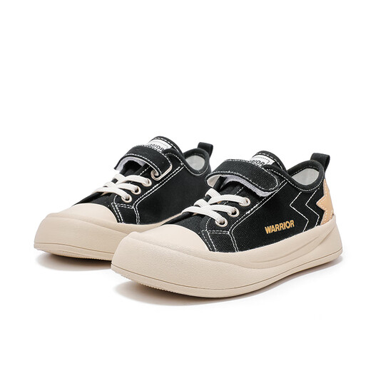 Pull back children's canvas shoes boys low-cut sneakers girls breathable lightweight casual shoes TH1881A black 33