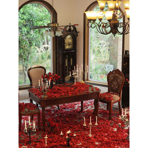 Magic Bean Shenghuo Chinese Valentine's Day white simulated rose petals wedding decoration wedding hand-scattered petals to express love and proposal romantic wedding room decoration Tiffany Blue 6 pack (600 pieces)