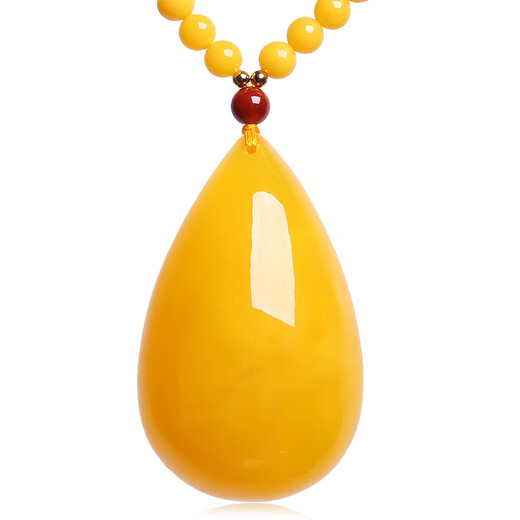 DL 1998 Fat Donglai same style beeswax pendant natural amber chicken fat yellow honey men and women blood amber sweater chain water drop necklace bead chain water drop
