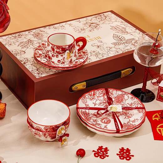 Persson wedding gift for the bride and groom, engagement gift for best friend, 10-piece set of bowls, plates, chopsticks and tableware