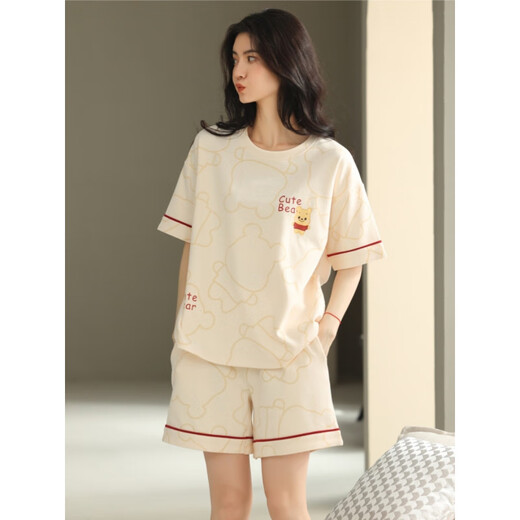 北极绒（Bejirog）2025年新款睡衣女夏季纯棉短袖短裤卡通甜美女生家居服套装 968 9855 M 【建议80-100斤穿】
