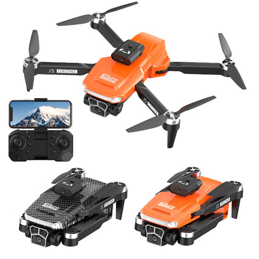 UAV aerial photography 8K long endurance optical flow obstacle avoidance folding quadcopter children's model remote control aircraft JS36 orange dual camera (brushless motor + obstacle avoidance + optical flow positioning + electricity three-electric version (three body batteries)