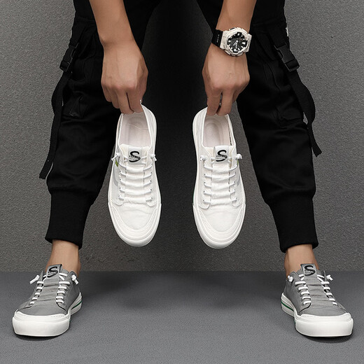 Sustyle Luxury haut de gamme Chaussures masculines Chaussures blanches haut de gamme respirant 25 nouvelles chaussures en toile pour hommes décontractés de cartes de soie glace de glace blanc 39