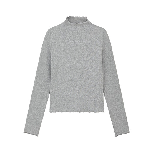 ELLE KIDS Autumn Girls' New Half-High Collar Close-Coat Wooden Ears Versatile Ecological Basic Long-Sleeved Inner Bottoming Shirt