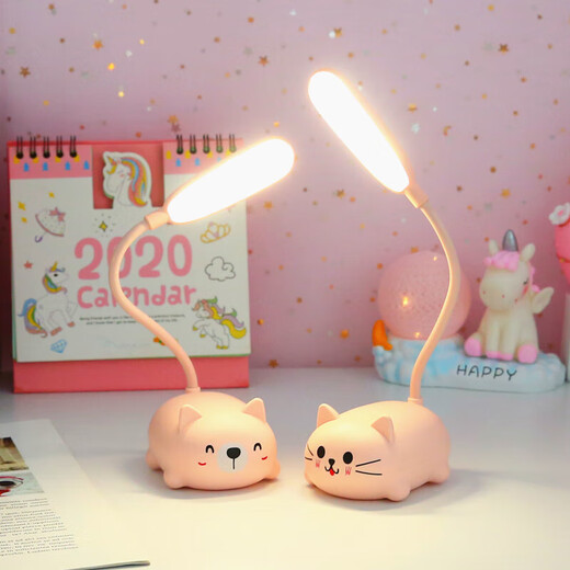 USB plug-in table lamp LED desk lamp mobile phone holder pen holder cartoon desktop decoration children's gift night light cute small desk lamp kindergarten Children's Day gift cute pet animal + plug-in model random color