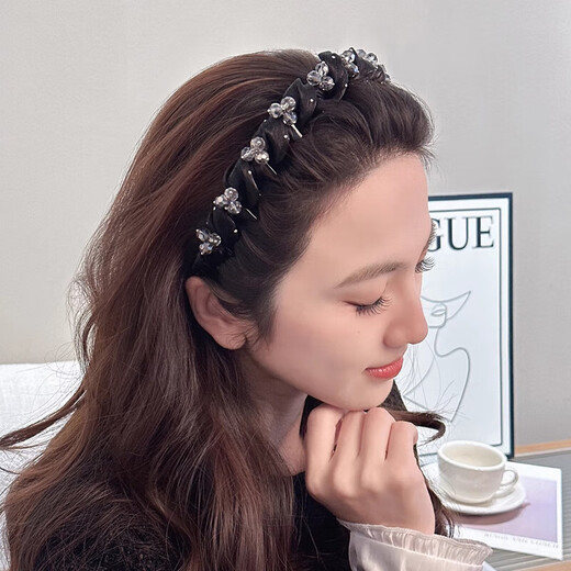 Princess of Paris headband for women 2025 new high-end rhinestone braid fashion hairpin fashionable high skull headband rhinestone star headband