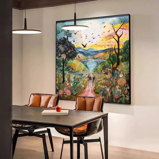 小众创意方板童心未泯高档艺术装饰画客厅餐厅挂画酒店背景墙 TRG3892 80X80可定制款晶瓷面铝合金黑框