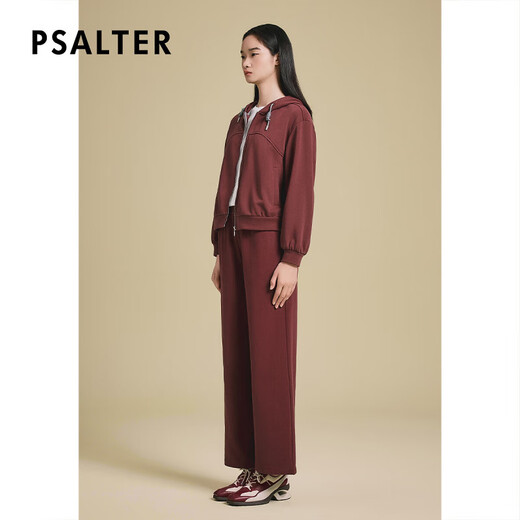 PSALTER诗篇2025年春季时尚休闲运动风短款外套女百搭连帽上衣 枣红 M 38