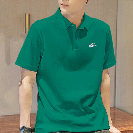 耐克（NIKE）男士绿色短袖POLO衫春季装宽松休闲T恤纯棉上衣 FN3895-365 纯棉针织 宽松透气 S 100-120斤