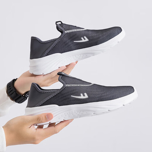 Huili senior shoes men's shoes comfortable middle-aged and elderly casual shoes dad shoes breathable mother shoes KGH1477 black gray 42