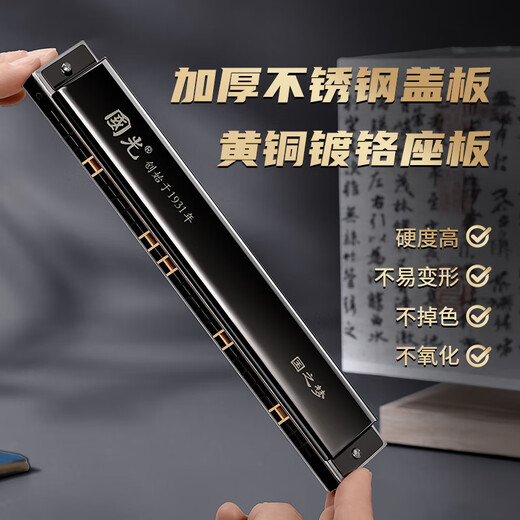 Guoguang 28 Kong Guos Traum importierte Gong-Wettbewerbsniveau Akzent C-Tuning Mundharmonica (Athen Black/mit Lehrbuch)