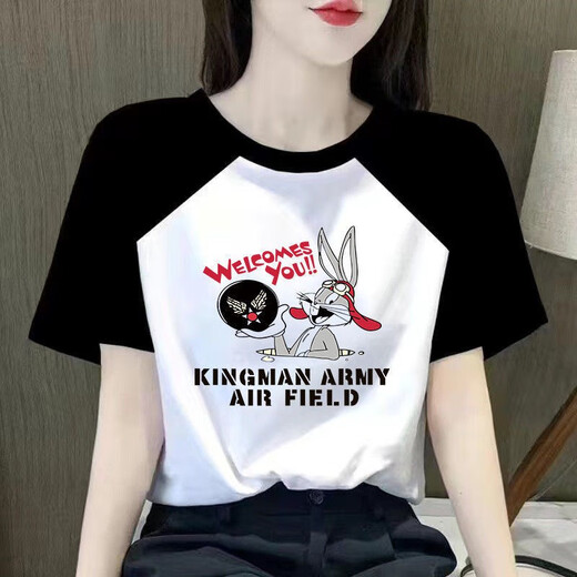 Camiseta de manga corta xcfreht para mujeres mangas de raglán empalmando verano 2025 Nuevo estudiante versátil con grasa suelta mm top A-9928 m