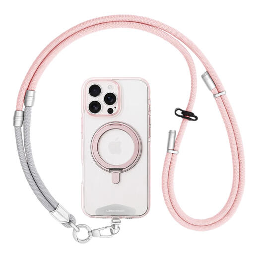 LEEU DESIGN Faye Wong's same style mobile phone lanyard three-in-one detachable mobile phone case color matching hanging chain hanging neck crossbody chain wrist short anti-lost mobile phone rope long adjustable style same color as star short silver gray lengthened light pink + 0.2mm ultra-thin rotating clip