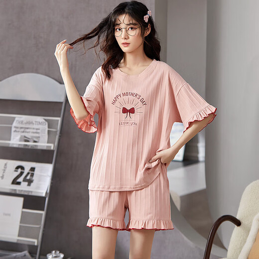 Sweet and cute summer ladies pajamas set round neck short-sleeved home clothes GXT-6630 women GXT-6631 women XL (165) [Suggested 110-125 Jin [Jin equals 0.5 kg]]