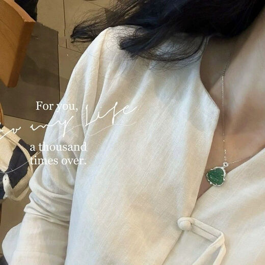 GAUSS CARLER999 sterling silver Maitreya Buddha natural green chalcedony Buddha male pendant female jade Buddha pendant chalcedony necklace white and silver same style