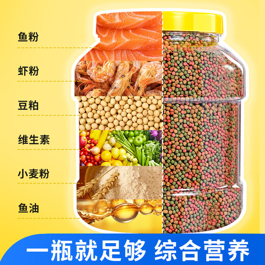
Half purple and half red ornamental fish feed General fish food floating pellets Guppies Koi Freshwater fish Small fish Food Goldfish Feed Large pellets 1050ml