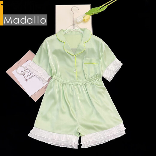 Pajama de seda de hielo modal para mujeres en verano Nuevos pantalones cortos rosas gentiles dulces dulces shorts Internet Celebrity Relling Relling Lw9214# M [sugerido 80-100Jin [Jin equivale a 0.5 kg]]