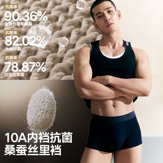 Hailan Home Herren Pure Cotton Unterwäsche Herren antibakterielle Maulbeer -Seide große Jungen Flat Corners Shorts Tops 3 Packs