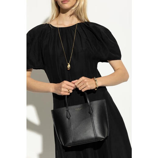 汤丽柏琦（Tory Burch）女士全粒面皮革手提单肩包手拿包通勤托特包简约百搭配色 黑色 TU