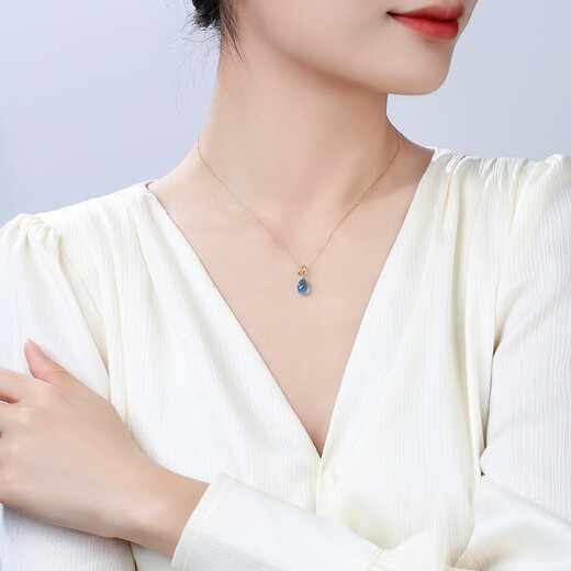 CAOX Jewelry Gel Topaz Water Drop Pendant Women's 18k Gold Pendant Neck Jewelry Colorful Accessories Gift Water Drop Topaz Pendant/18k Gold 6-7mm