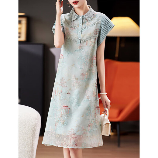 
Ehangy light luxury brand dress for women 2025 summer new embroidery high-end loose casual and fashionable slimming skirt High-end gray M suitable for weight of 115 Jin [Jin equals 0.5 kg]