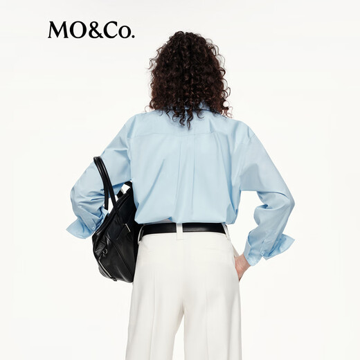 MO&Co. C+ Series Shirt 2025 Autumn New Product Italian Craftsmanship Fine Count Cotton Unisex MBE3SHT010 Ice Gray Blue M /165