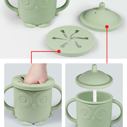 
Baby supplementary food silicone tableware set for children's silicone suction cup bowl baby spoon silicone meal plate owl meal plate beige-3 piece set for fork spoon