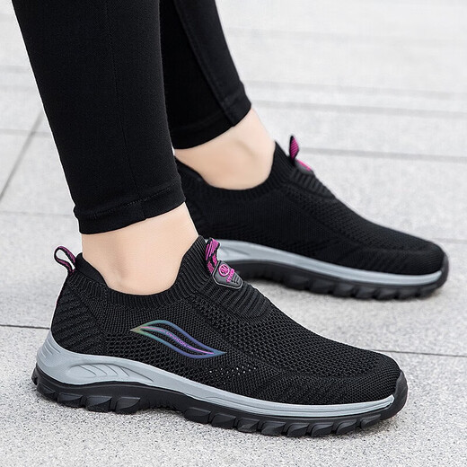 
Foot Li Jianai Daddy Old Man Shoes for Women in Summer and Autumn Breathable One-Picking Mom and Daddy Shoes Anti-Slip Soft Sole Middle-aged and Elderly Sports Walking Shoes Black 9928 (Men's Style) 36