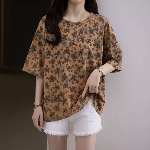 Gulan Dili Guangdong Puning Short Sleeve Women Plus Fat Plus Larger 2025 Summer Clothing Mid-Link T-shirt Size Fashionable Slimming Belly 6624 Green M 80-95Jin [Jin equals 0.5 kg]