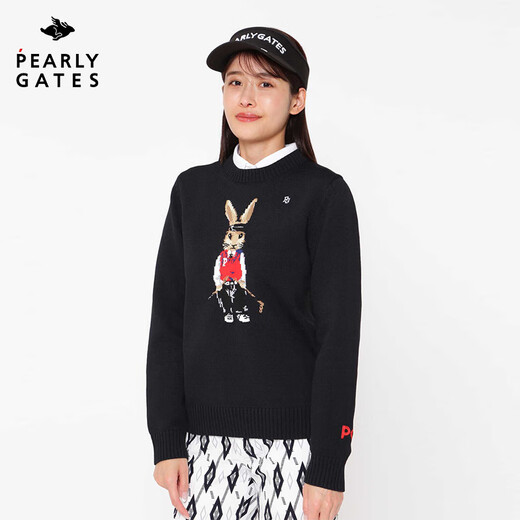 PEARLY GATES高尔夫服装女士PG春秋新款圆领套头毛衣保暖针织衫 灰色055-3270906-020 S