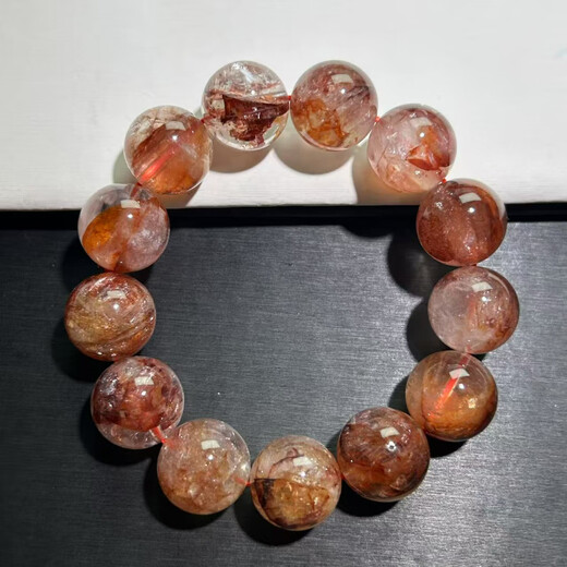 Natural rubber flower bracelet crystal bracelet for women, men, yellow watering, red rubber flower, small gum flower, golden koi rubber flower crystal JH14117 bead diameter about 14+mm