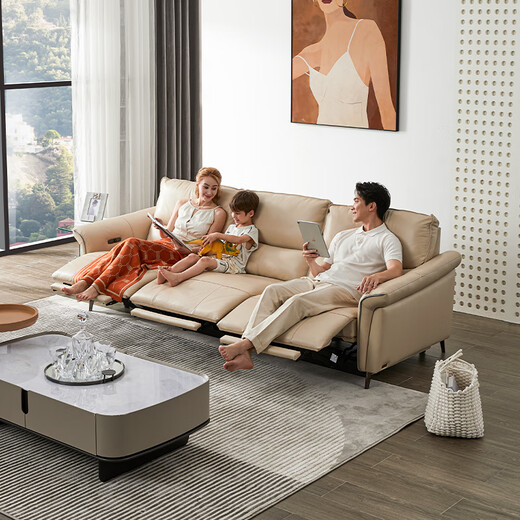 
Zhihuashi First Class Zero Wall SE-U11167BM Zero Modern Living Room Top-Level Cowhide Electric Function Sofa Moonlight White Three-person 246cm - Double Electric