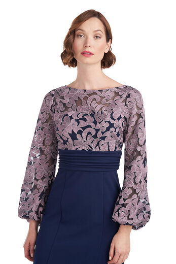 JS Collections Women's Sheila Illusion Shift Dress Navy/Fuchsia 4