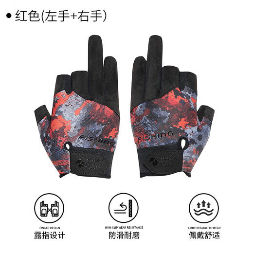 Amadeus Degora Fly Knock Fishing Gloves Anti-cut, Anti-thorn, Anti-slip, Waterproof Special Sunscreen Men's Professional Half Finger Sea Rock Fishing Blue L (Left) Exposed Three Fingers XL