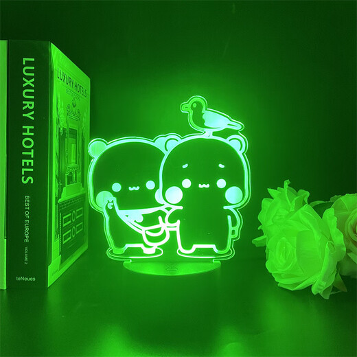 Banda Bear ein und zwei Bubu Peripherales Nachtlicht Emoticon Paket Paar niedliche Figur Atmosphäre Cartoon Peripheriespielzeug Geschenk 3894 Ein und zwei Bubu -Einzelfoto -Modell weißer Hintergrundriss 16 Farben + Fernbedienung USB + Batteriekompartiment