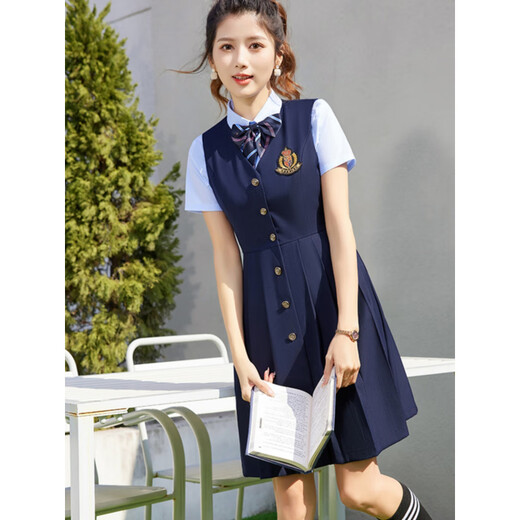幼儿园老师连衣裙两件套教师园服套装早教幼师工作服女学院风夏季 9926灰色单西装 S