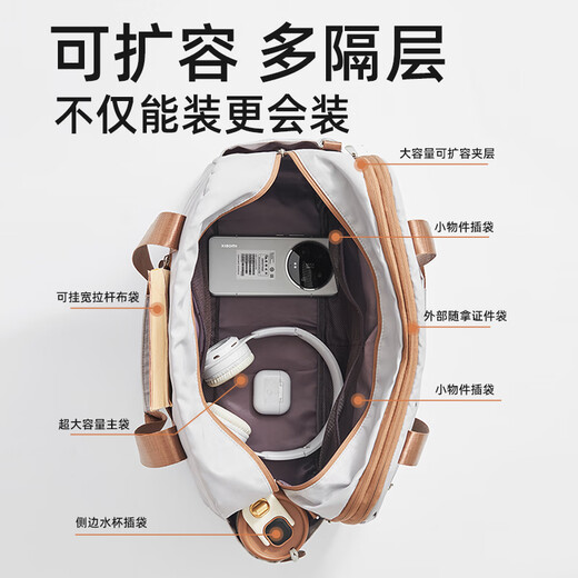 Langke Wide-Tie-Koffer Reisen zusätzliche Tasche große Kapazität Erweiterbare Modehandtasche für Frauen Ausflug hell Luxusgrau groß