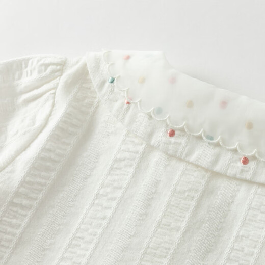 DAVE&BELLA girls long-sleeved shirt pure cotton baby girl shirt new spring clothing children's bottoming top children's clothes white ready stock 100 cm (recommended height 90-100cm)