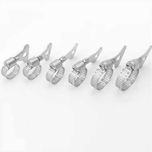 Yonglishang 201 stainless steel handle type hoop clamp gas pipeline fixed joint hand-tight hose clamp water pipe tight clamp buckle fire-proof rust-resistant and wear-resistant 21-38mm 5 pieces