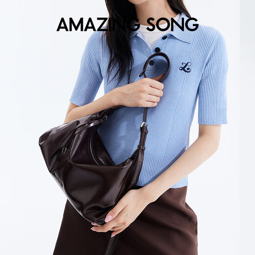 Amazing Song Yisong Chen Duling's same style women's bag Donut HOBO small light luxury big-name bag cowhide shoulder crossbody bag