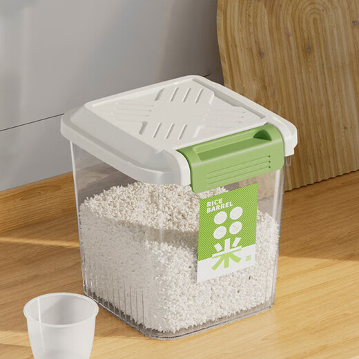 Muge rice barrel rice box storage tank household insect-proof storage rice food-grade container storage box multigrain flour storage tank transparent white 12Jin Jin equal to 0.5kg 6KG free measuring cup*1
