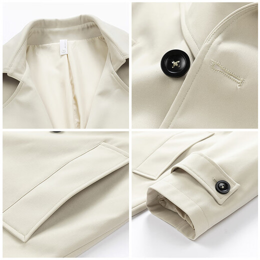 Nasawassup autumn and winter new style double-breasted belt simple windbreaker men's medium-length coat high-end business casual versatile coat khaki 3XL recommended weight 170-200Jin Jin equals 0.5 kg