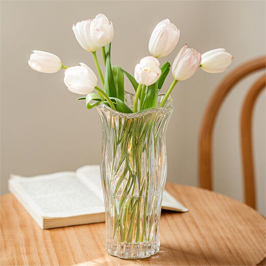 Cuttlefish vase light luxury glass height 22cm large diameter transparent ornament tulip rich bamboo cultivation container New Year's Day gift